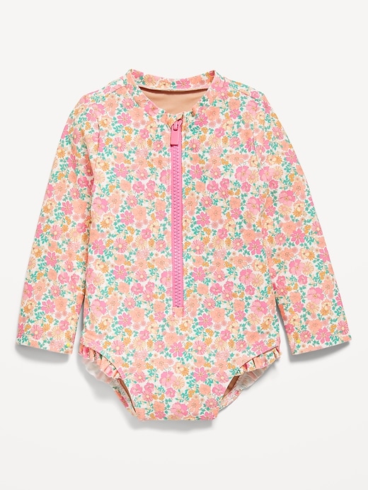 View large product image 1 of 2. Printed Zip-Front Rashguard One-Piece Swimsuit for Baby