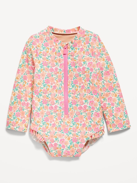 Maillot de bain anti-UV une-pièce à motif avec glissière sur le devant pour bébé