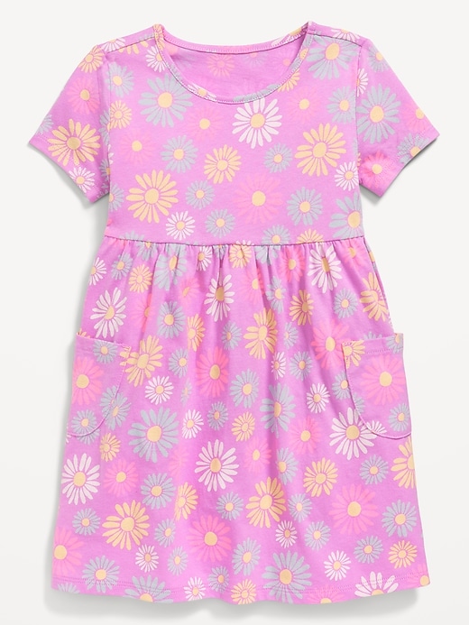 View large product image 1 of 1. Printed Jersey-Knit Short-Sleeve Dress for Toddler Girls