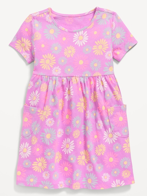 Printed Jersey-Knit Short-Sleeve Dress for Toddler Girls