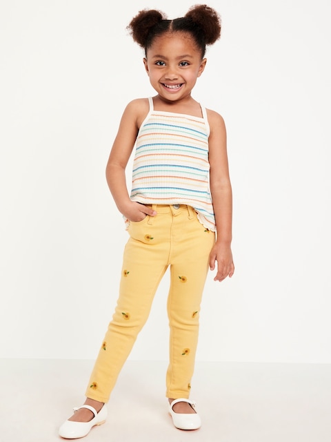 High-Waisted Rockstar 360° Stretch Embroidered Jeggings for Toddler Girls