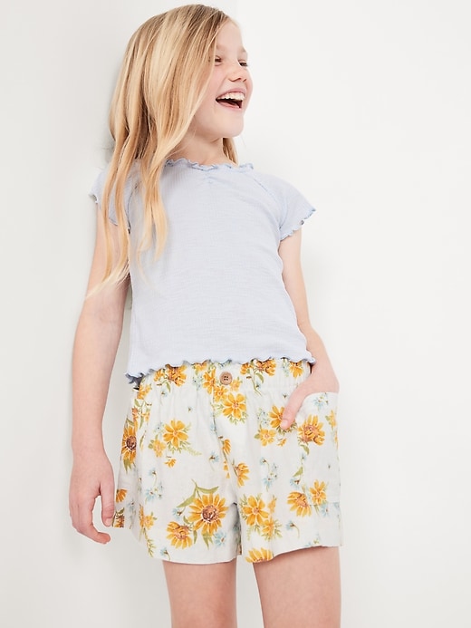 Image number 3 showing, Printed Linen-Blend Utility Shorts for Girls