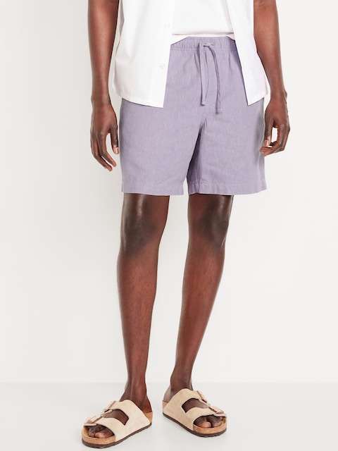 Linen-Blend Jogger Shorts -- 7-inch inseam
