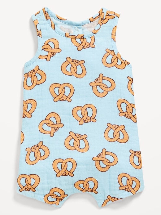View large product image 1 of 2. Printed Sleeveless Double-Weave One-Piece Romper for Baby