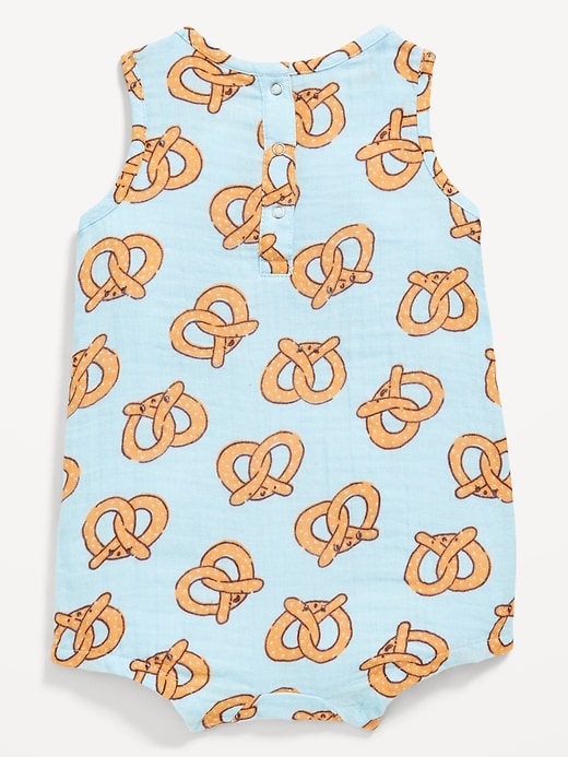 View large product image 2 of 2. Printed Sleeveless Double-Weave One-Piece Romper for Baby