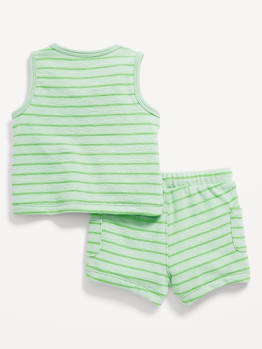 View large product image 2 of 3. Jacquard-Knit Henley Tank and Shorts Set for Baby