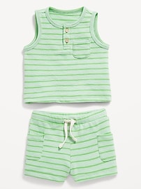 View large product image 3 of 3. Jacquard-Knit Henley Tank and Shorts Set for Baby