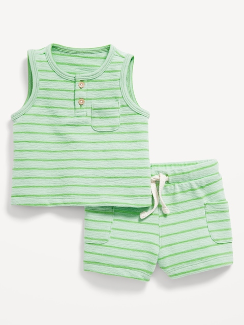 Ensemble camisole henley et short en tricot jacquard pour bébé