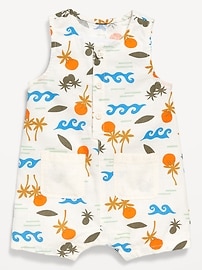 Image number 1 showing, Sleeveless Linen-Blend Henley One-Piece Romper for Baby