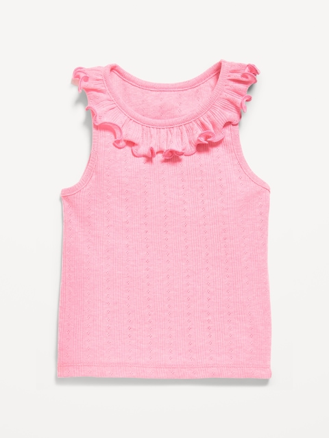 Fitted Ruffle-Neck Tank Top for Toddler Girls