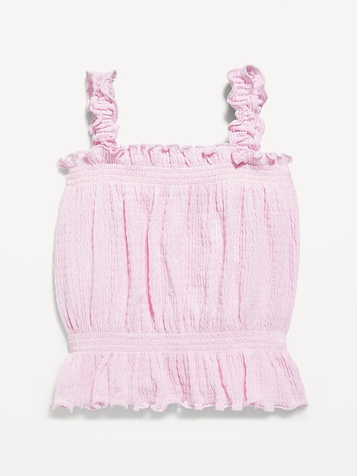 View large product image 1 of 1. Sleeveless Crinkle Jacquard Peplum Tank Top for Toddler Girls