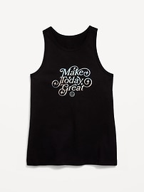 Image number 1 showing, Fitted Graphic Back-Cutout Tank Top for Girls