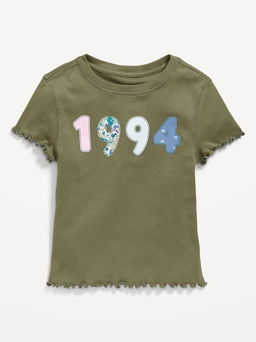 View large product image 1 of 1. Fitted Lettuce-Edge Graphic T-Shirt for Girls