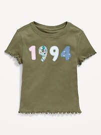 Image number 1 showing, Fitted Lettuce-Edge Graphic T-Shirt for Girls