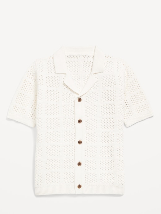 View large product image 2 of 3. Short-Sleeve Crochet-Knit Shirt for Boys