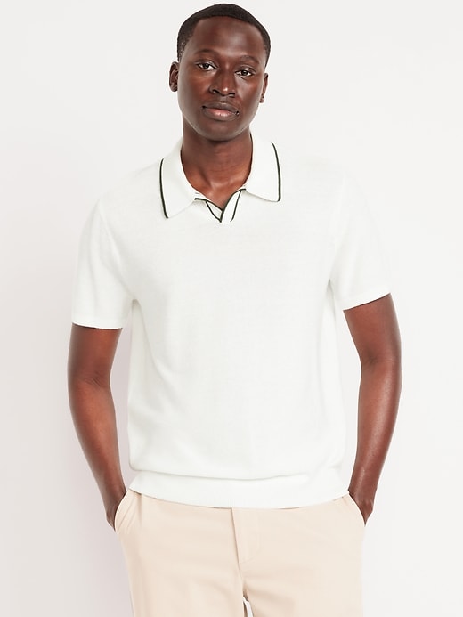 Image number 1 showing, Tipped Collar Polo Sweater