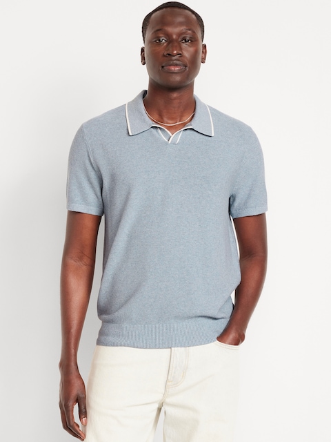 Tipped Collar Polo Sweater