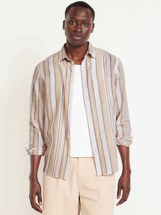 Image number 1 showing, Classic Fit Linen-Blend Shirt