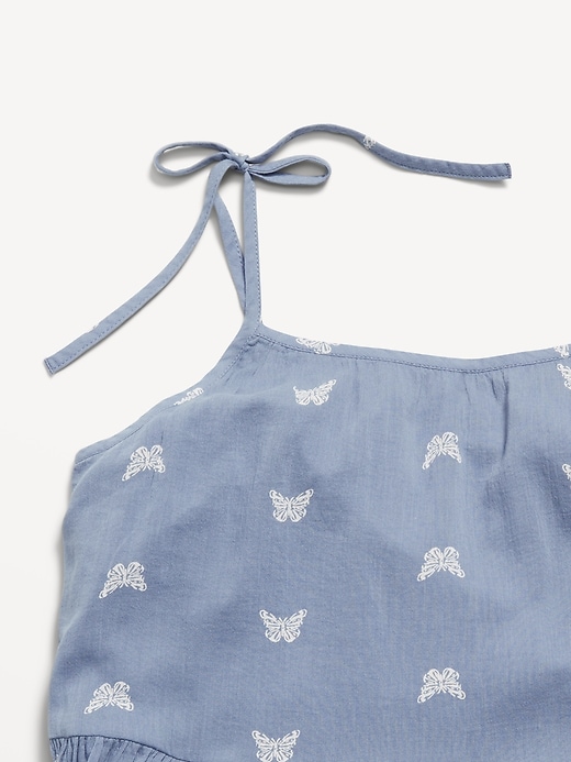 L'image numéro 3 présente Robe étagée sans manches en gaze à motif pour fille