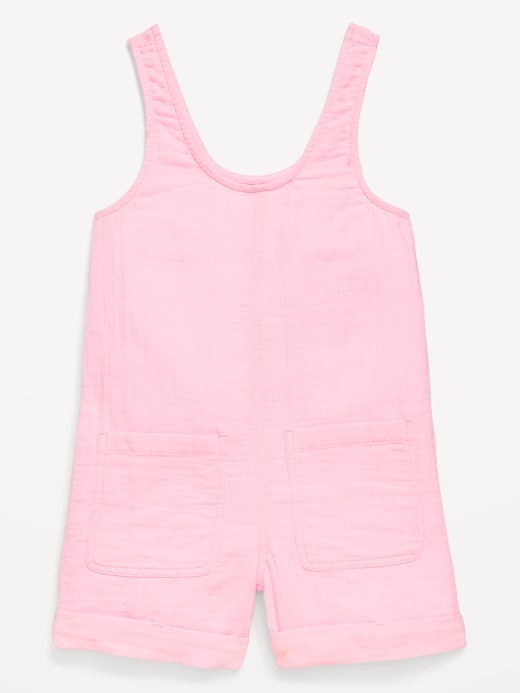 Image number 3 showing, Sleeveless Double-Weave Pocket Romper for Girls