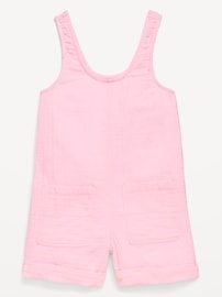 View large product image 3 of 3. Sleeveless Double-Weave Pocket Romper for Girls