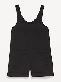 View large product image 3 of 3. Sleeveless Double-Weave Pocket Romper for Girls