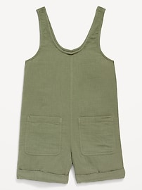 View large product image 3 of 3. Sleeveless Double-Weave Pocket Romper for Girls