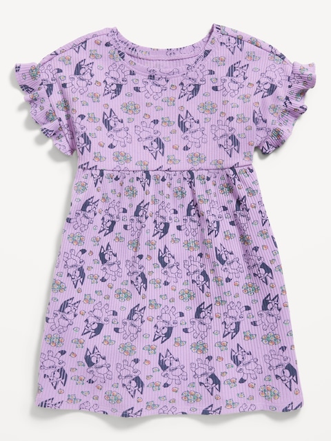 Ruffle-Sleeve Licensed Graphic Dress for Toddler Girls