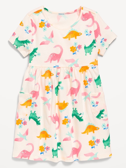 Printed Jersey-Knit Short-Sleeve Dress for Toddler Girls