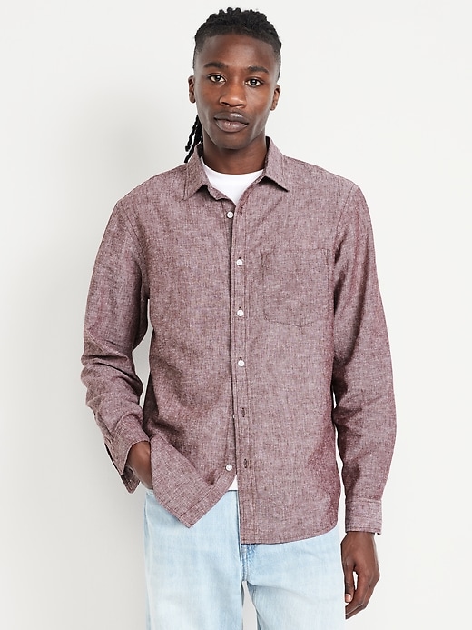 Image number 1 showing, Classic Fit Linen-Blend Shirt