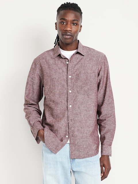 Chemise classique en mélange de lin