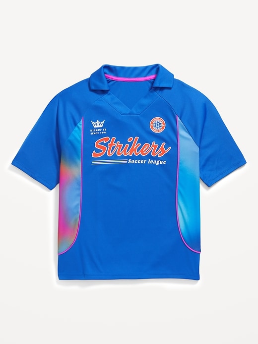 View large product image 2 of 3. Oversized Collared Graphic Performance Top for Boys