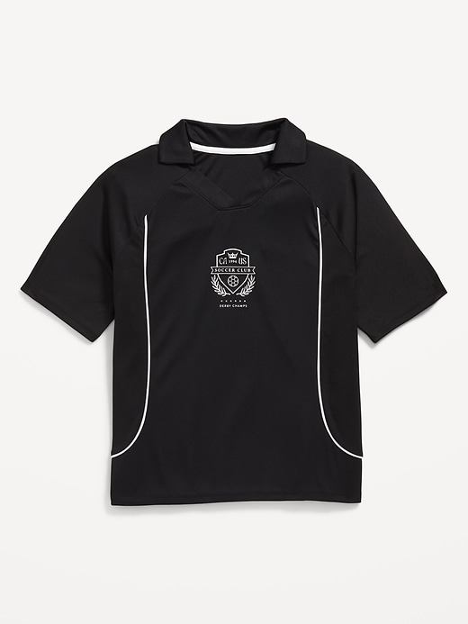 View large product image 2 of 3. Oversized Collared Graphic Performance Top for Boys