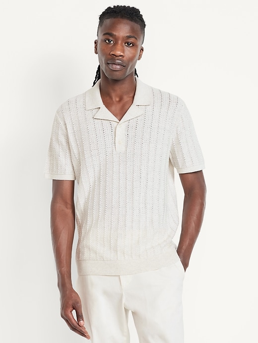 Image number 1 showing, Short-Sleeve Pointelle-Knit Polo