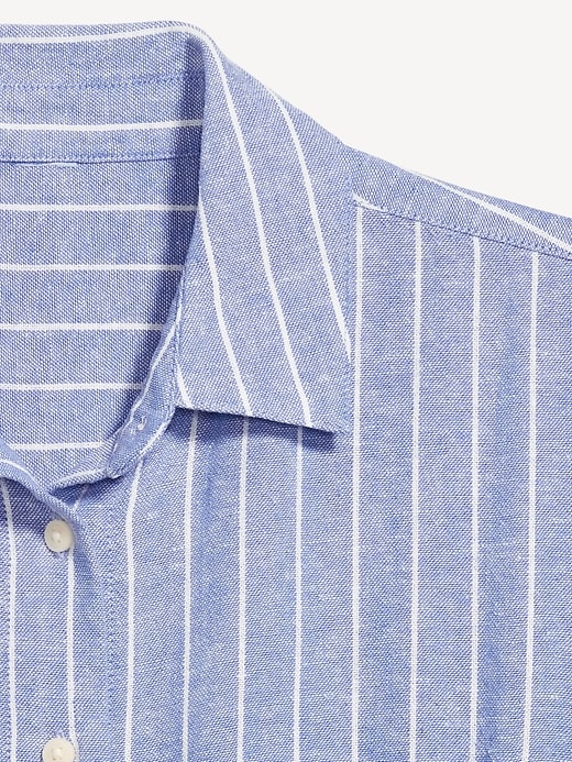 Image number 8 showing, Linen-Blend Mini Shirt Dress