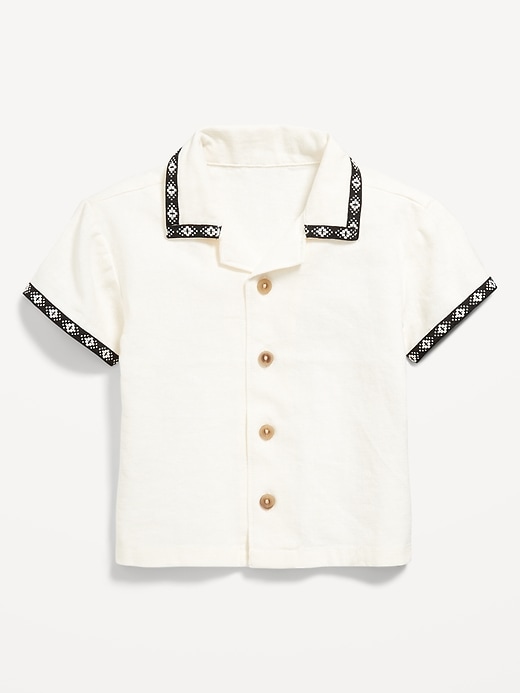 View large product image 1 of 1. Short-Sleeve Linen-Blend Shirt for Baby