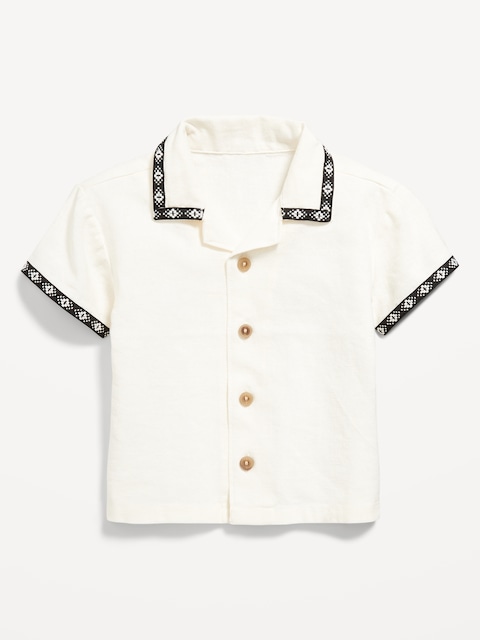 Short-Sleeve Linen-Blend Shirt for Baby