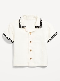 Image number 1 showing, Short-Sleeve Linen-Blend Shirt for Baby