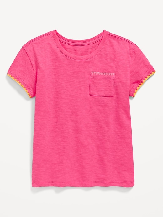 View large product image 1 of 1. Softest Stitch-Trim Pocket T-Shirt for Girls