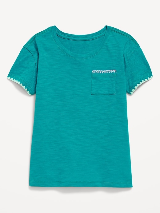 View large product image 1 of 1. Softest Stitch-Trim Pocket T-Shirt for Girls