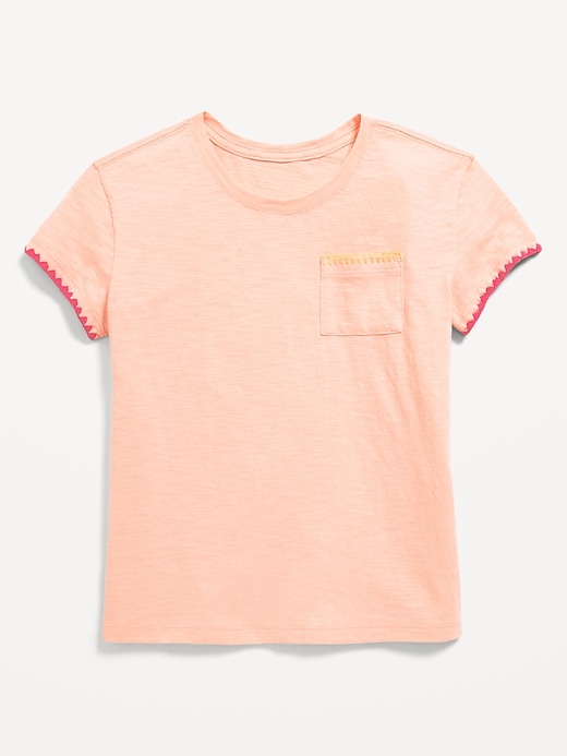 View large product image 1 of 1. Softest Stitch-Trim Pocket T-Shirt for Girls