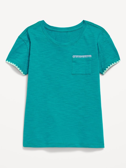 Softest Stitch-Trim Pocket T-Shirt for Girls