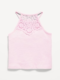View large product image 3 of 3. Crochet Back Halter Tank Top for Girls