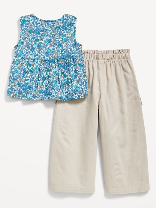 View large product image 1 of 3. Printed Sleeveless Button-Front Top and Cargo Pants Set for Toddler Girls