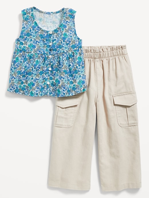 View large product image 2 of 3. Printed Sleeveless Button-Front Top and Cargo Pants Set for Toddler Girls