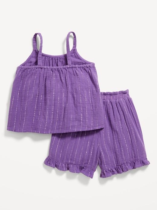 View large product image 2 of 3. Sleeveless Metallic Double-Weave Top and Shorts Set for Toddler Girls