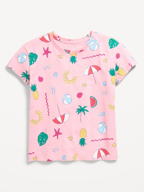 Printed Softest Short-Sleeve T-Shirt for Girls - Pink