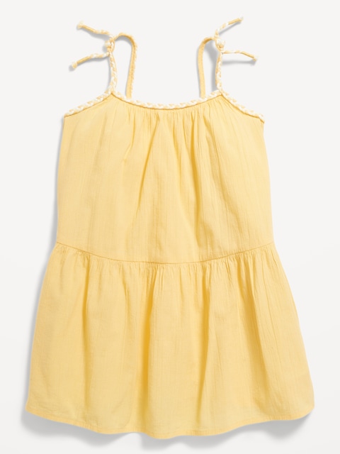 Printed Sleeveless Crinkle Crepe Tiered Dress for Toddler Girls