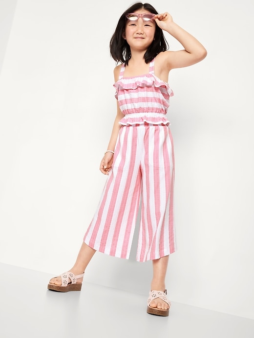Image number 3 showing, High-Waisted Pucker Wide-Leg Pants for Girls