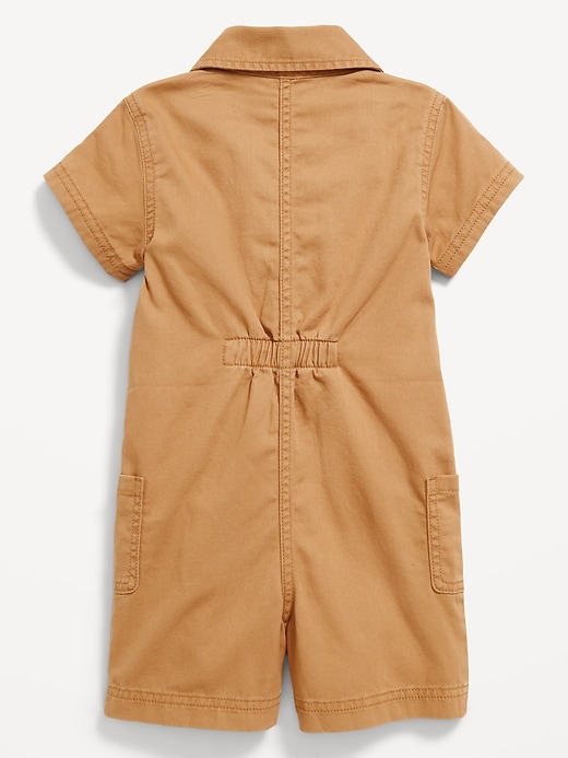 View large product image 2 of 2. Printed Short-Sleeve Utility Twill Romper for Toddler Girls